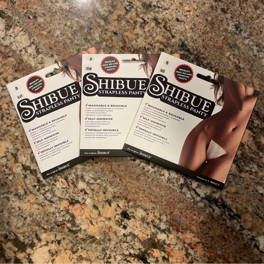 SHIBUE Strapless Panty Lot of 3 Size Small, Cream, Black and Nude colors. New.